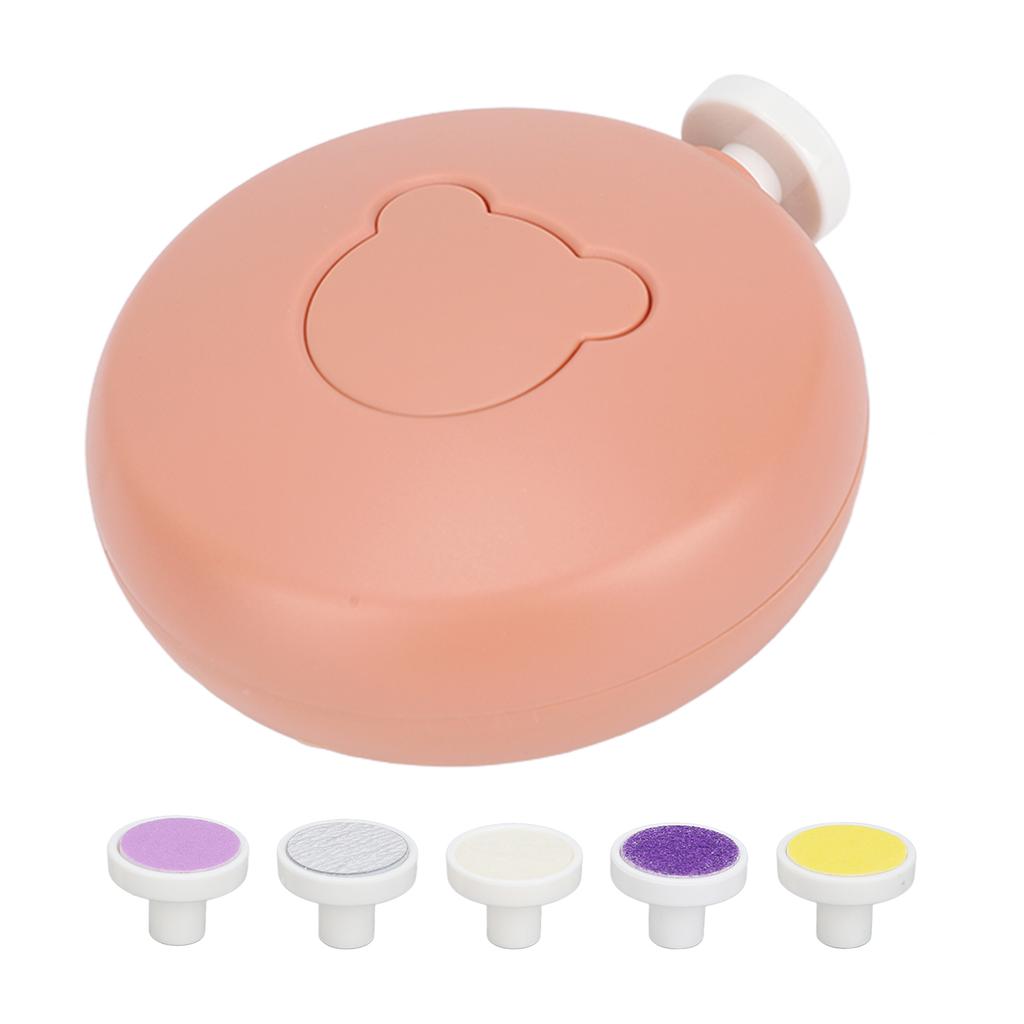 Electric Baby Nail Trimmer Nail File Tool Set Nail Clipper for Infant Baby with 6 Grinding Heads Orange