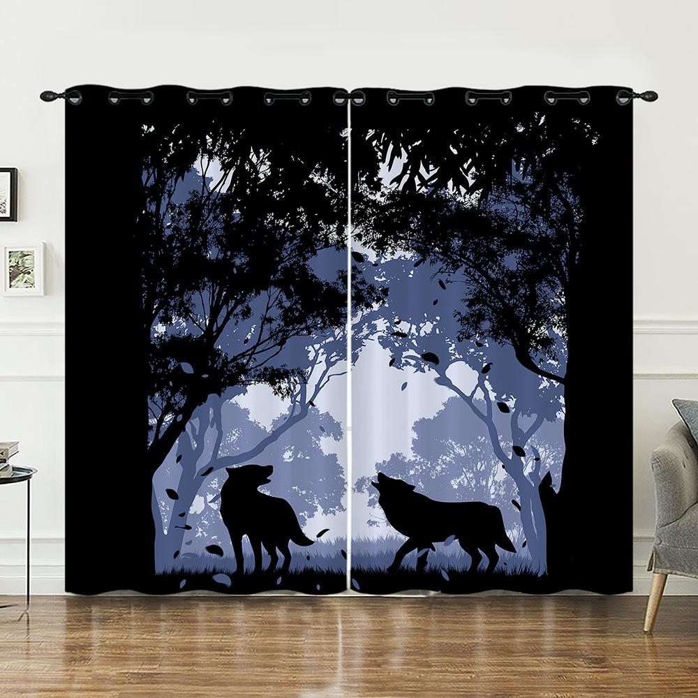 Curtain Animal Wolf Bear Curtain Digital Printing Blackout Curtain No Punching