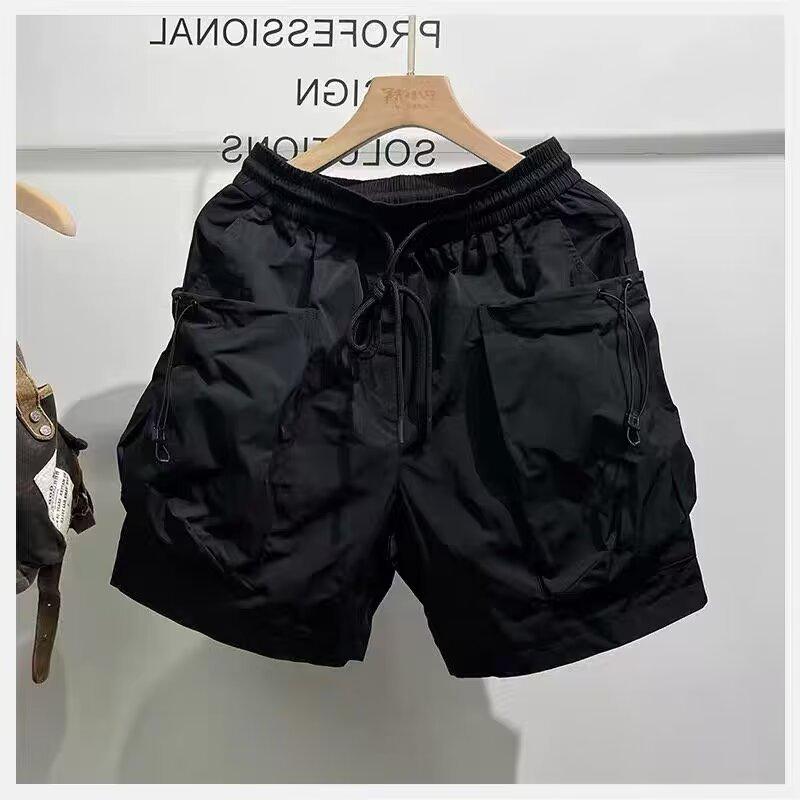 

Мужские летние шорты в корейском стиле, модная повседневная верхняя одежда свободного кроя Medium чёрный