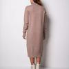 GMXIA Women's High Neck Knit Dress Autumn and Winter New Loose Inside-out Solid Color Thin Sweater Dress