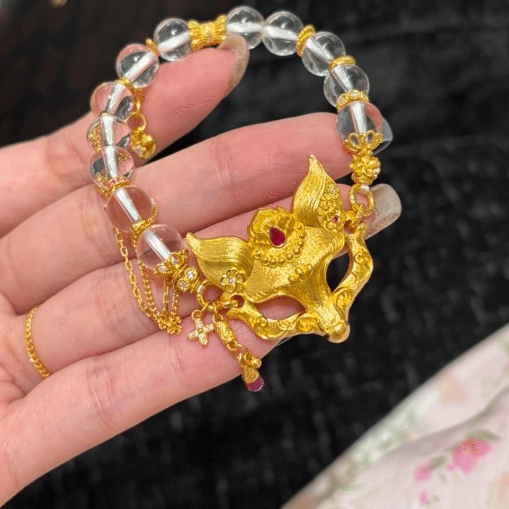 Exquisite Chinese Style Necklace Elegant Handmade Bead Bracelet Vixen Mask Bracelet  Girls
