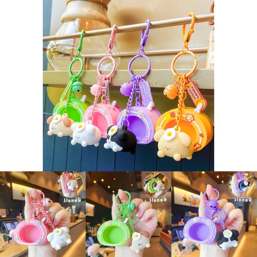 Cartoon Poached Egg Dog Keychain With Resin Material For Backpack And Keys