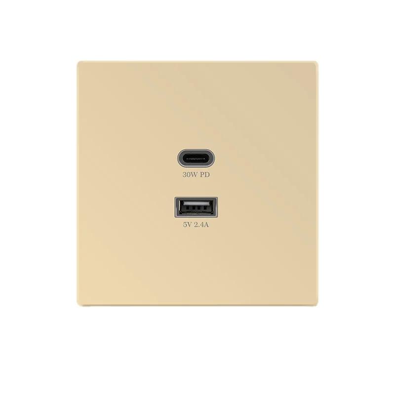 Universal 2 Port 30W 65W Type-c Super Fast Charging Wall Socket, White/gold/gray/black Uk 2.4A Usb C Plug Adapter 220V Outlet