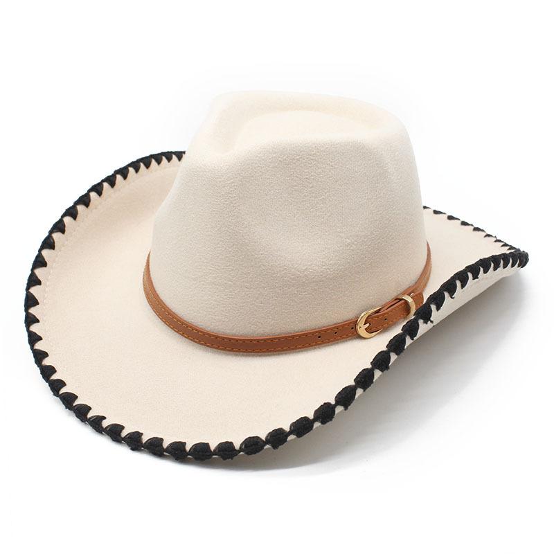 Western Cowboy Hat Woolen Felt Top Hat Jazz Hat Lock Lace Hat