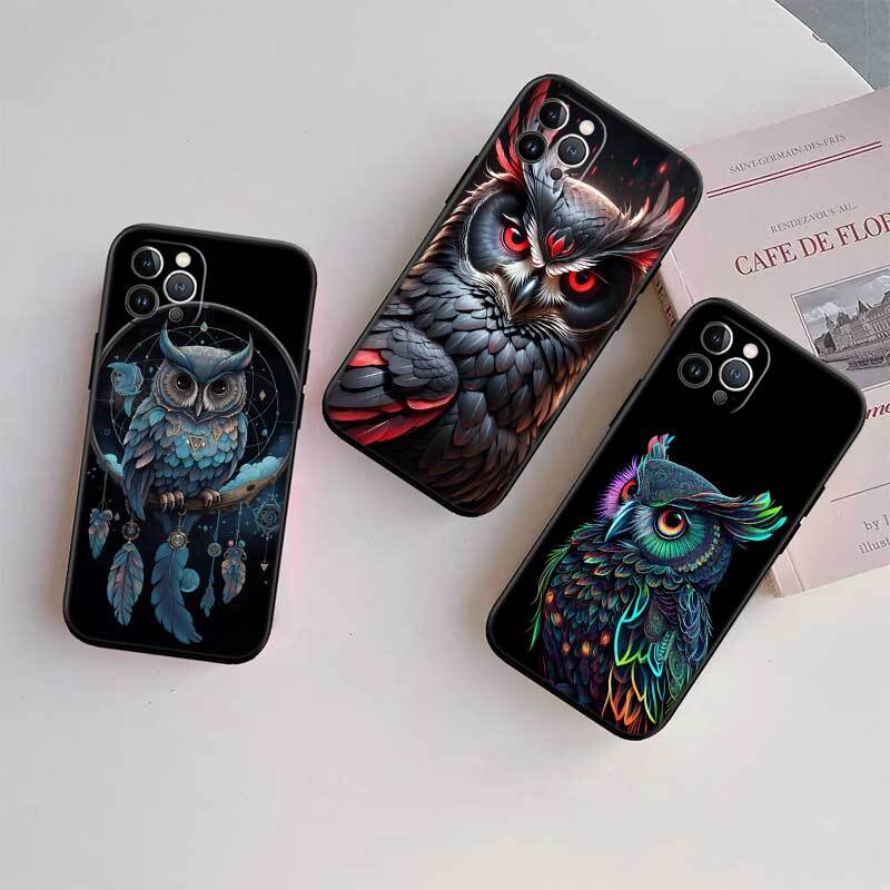 Cartoon Art Owl Phone Case for Samsung S20 S21 S21S S22 S23 S24 FE Ultra Plus Lite F06 F16 M06 M16 M56 A07 A17 A36 A37 A55 A57