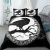 Vikings Yggdrasil Fenrir Wolf Bedding Set King Queen Double Full Twin Single Size Mythology Symbols Runes Bed Linen Set
