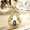 Exquisite Full Diamond Gourd Lotus Necklace with Carved Patterns and Gemstone Accents - New Chinese Style for Women