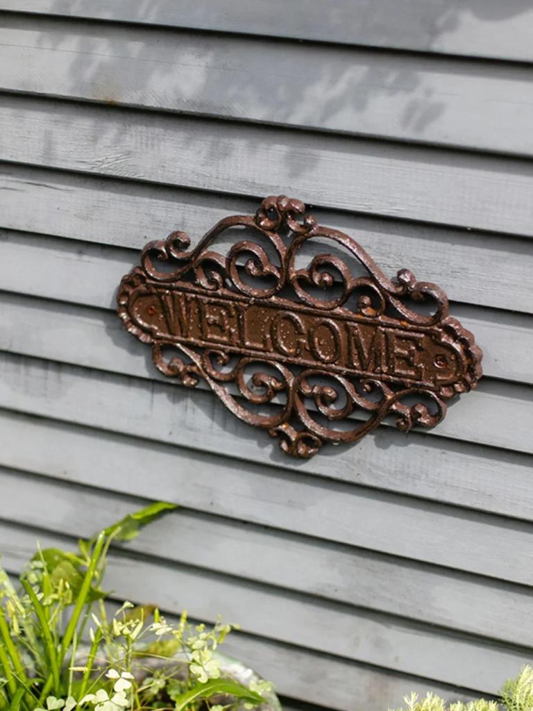 Welcome Doorplate Retro Cast Iron Shop Courtyard Garden Crafts Hanging Decorations Home Furnishings Wall Decorative Plaques