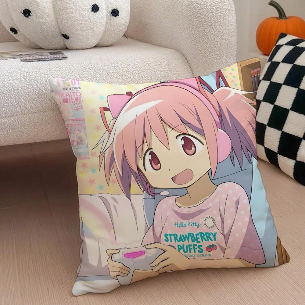Anime MMadoka MMagica Cushion Cover Throw Pillow Cover Hidden Button Durable Polyester Chair Cushion