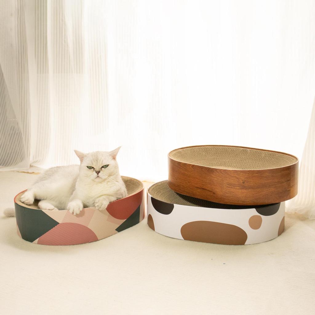 Oval Cat Scratching Bed with Corrugated Paper for Kittens