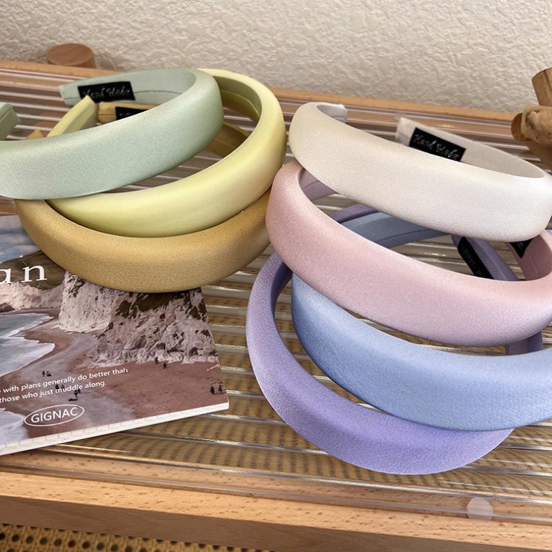 Spring/Summer New Satin Glossy Sponge Wide Hair Hoop Womans Fashion Elegant  Headband Wash Face Hair Band Female Headdress