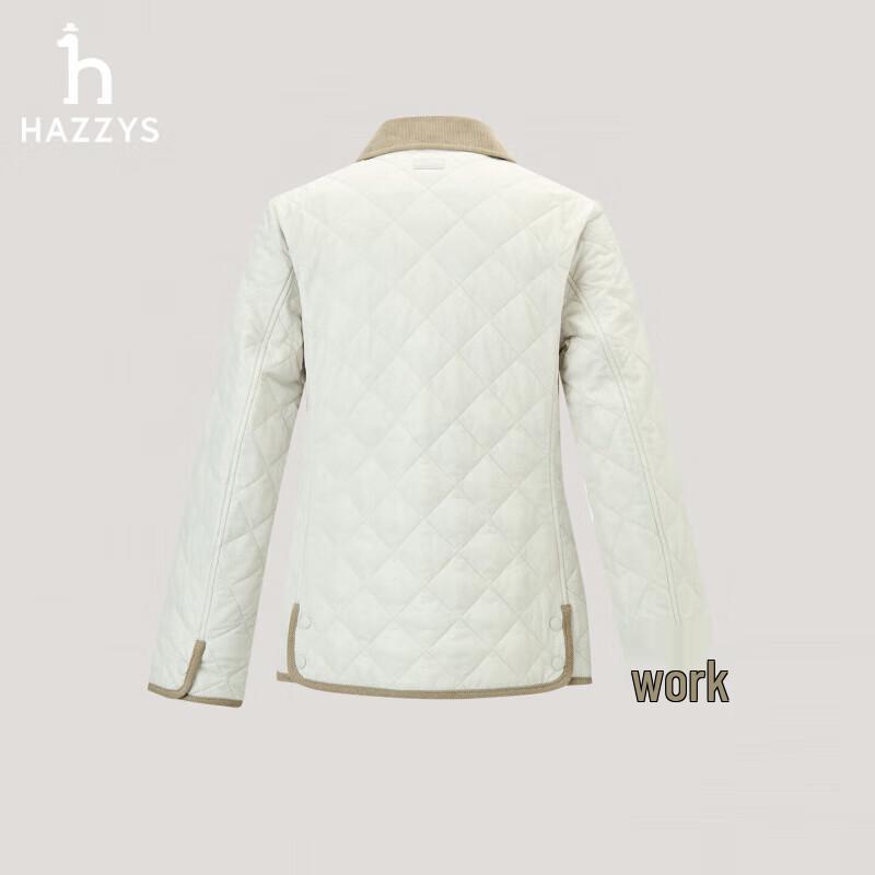 HAZZYS Women's 2025 Autumn Corduroy Collar Diamond Quilted Cotton Jacket