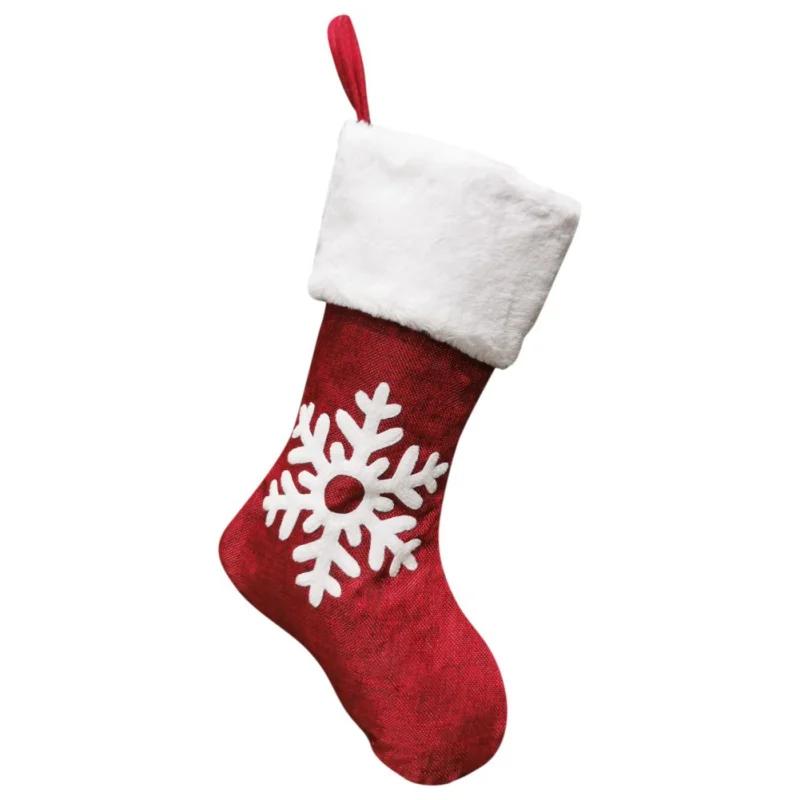 Cute Christmas Stockings Socks Fireplace Hanging Stockings Plush Personalized Home Party Decoration with Snowman Santa Elk Bear