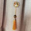 Chinese-Style Imitation Jade Tassel Fan Pendant for Antique Decoration