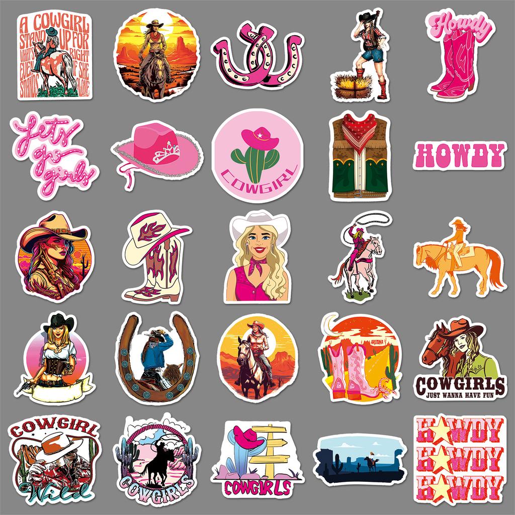 50 Pictures of Cowgirl Personalized Graffiti Decorative Skateboard Suitcase Guitar Computer Stickers
