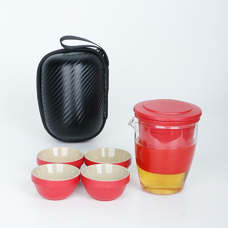 Kung Fu Travel Tea Set: Coarse Pottery Teacup Set with Customizable Logo for Office or Business Trips