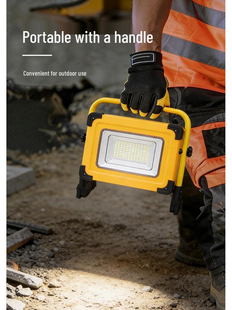 Portable LED Solar Work Light: Outdoor, Camping, Emergency, Super Bright, Rechargeable.