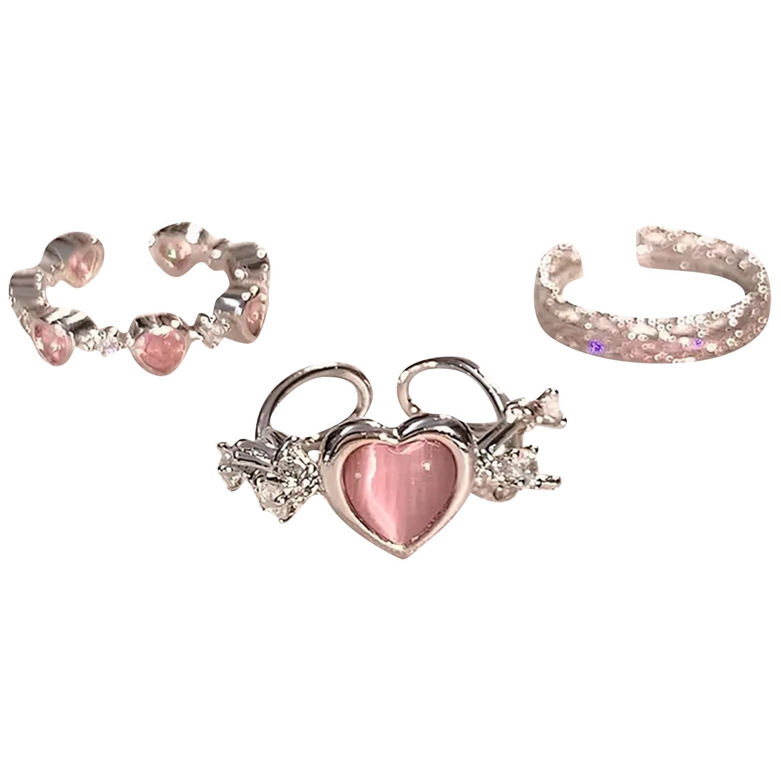 

Love Ring Нежное роскошное кольцо-бабочка с регулируемым отверстием для указательного пальца, комплект из трех предметов One Size