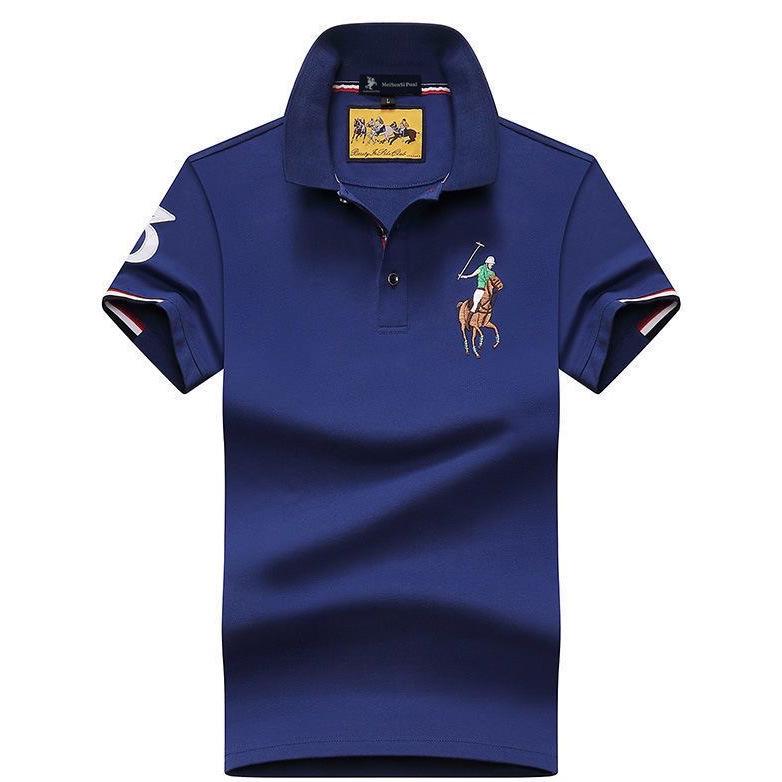 Authentisches Paul Herren Kurzarm-Polo mit Pferdelogo, gesticktem Kragen, Übergröße lockere Passform