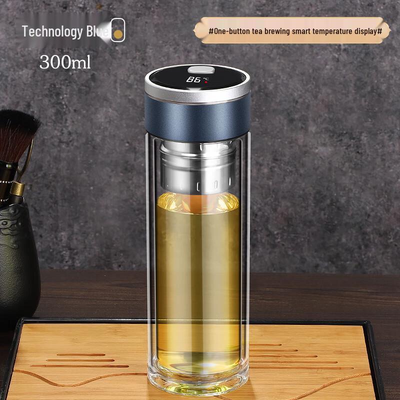 Magnetic Press Double-Layer Glass Tea Infuser Cup