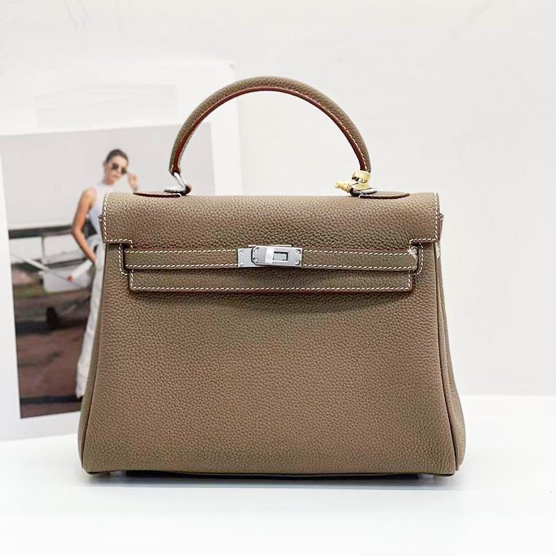 Silver Buckle Bag With Wide Shoulder Straps TOGO Head Layer Genuine Leather Silver Buckle Mesh Red Sea Anemone Purple Women's Bag