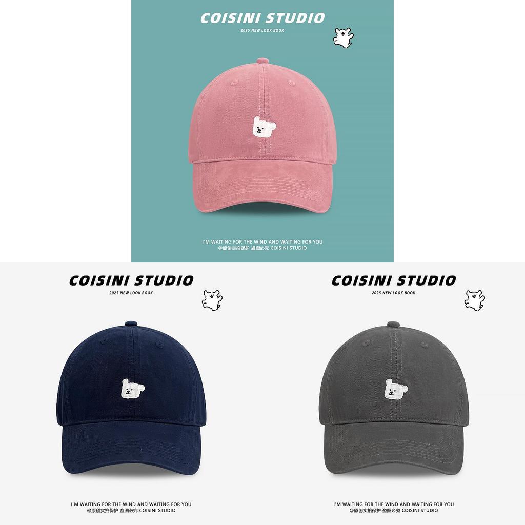 Embroidered Dog Baseball Cap With Short Brim For Casual Spring Wear