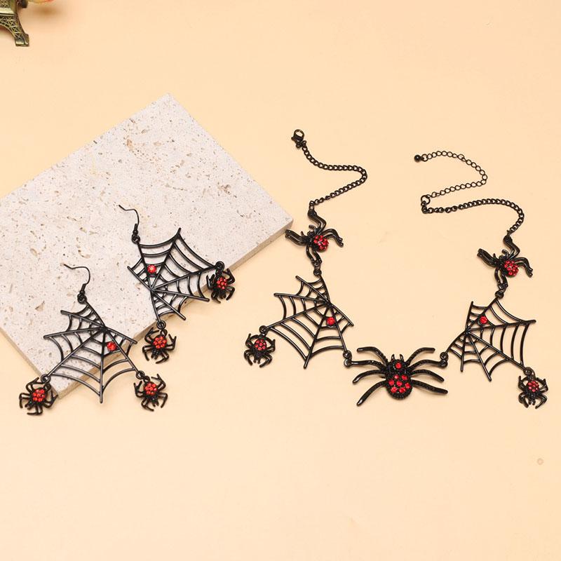 Halloween Party Punk Spider Web Jewelry Set Black Gothic Insect Earrings Necklace for DIY Jewelry Making Accessories