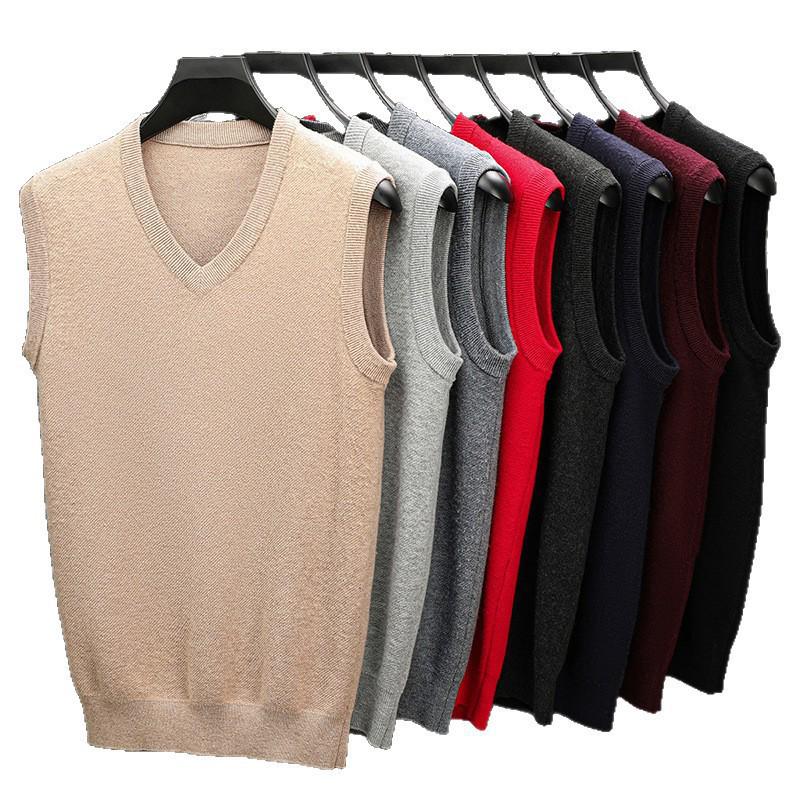 Men's V-neck Wool Vest: Thick Autumn/Winter Sweater for All Ages