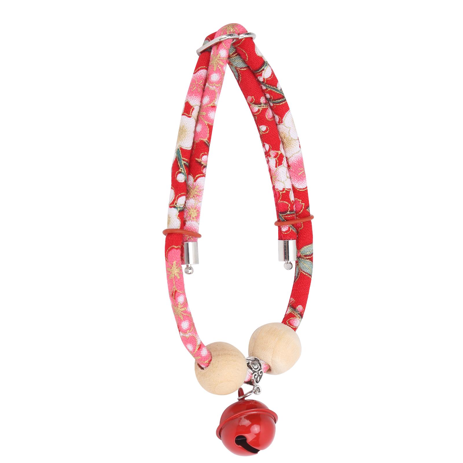Pet Rabbits Decoration Collar Adjustable Collar with Bell Pendant for Small AnimalsRed with Red Bell L L