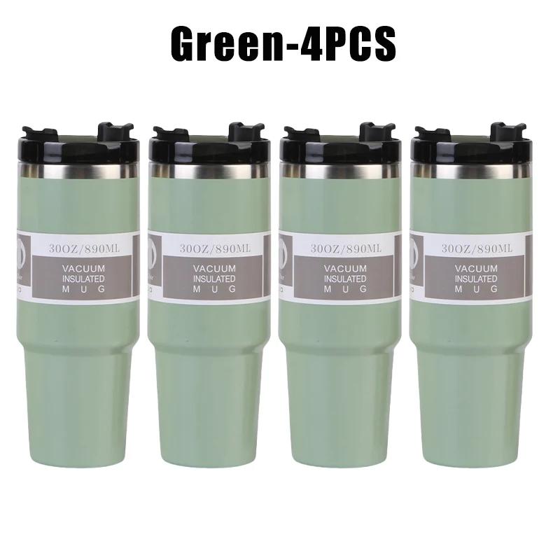 890ml High Quality Double Wall Cups 890ML Stainless Steel Portable Coffee Mug For Car With Lids Tumbler With Handle And Straw