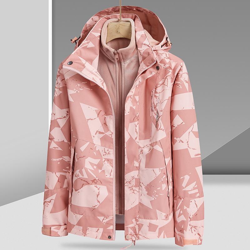 Outdoor Camouflage Detachable Thermal Insulation Liner Jacket Two-piece Plus Velvet Padded Waterproof Leisure Coat.