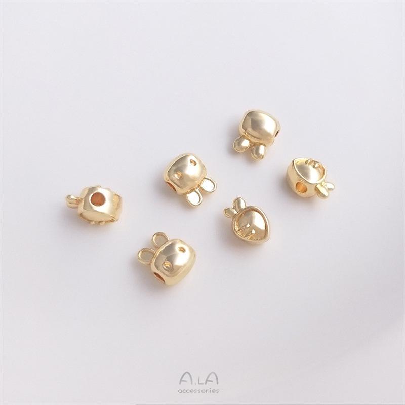 14K Guldpläterade Tecknad Morot Kanin Mellanläggspärlor, Stort Hål, DIY Armband Smyckesmaterial