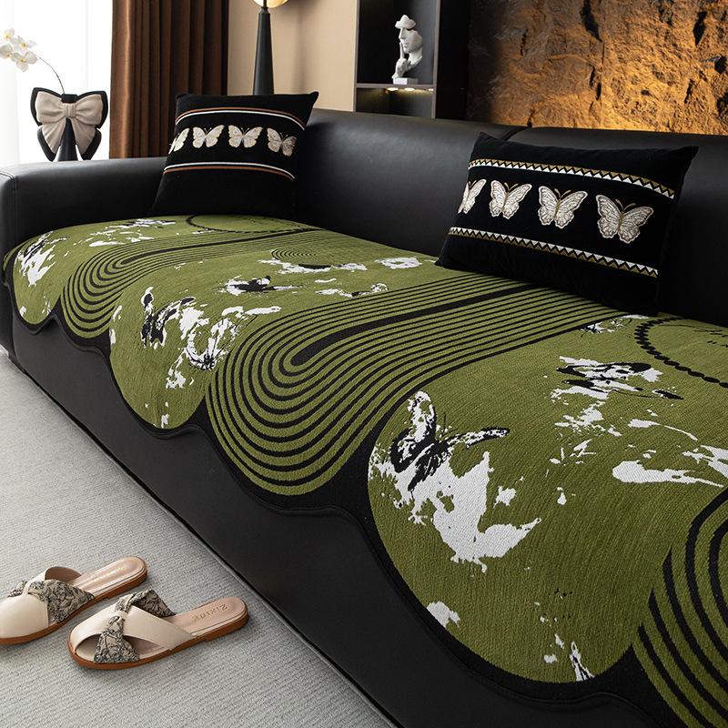 2025 New Four-season Universal Special-shaped Sofa Cushion Chenier Non-slip Straight Row Retro Wind One-piece Sofa Cushion