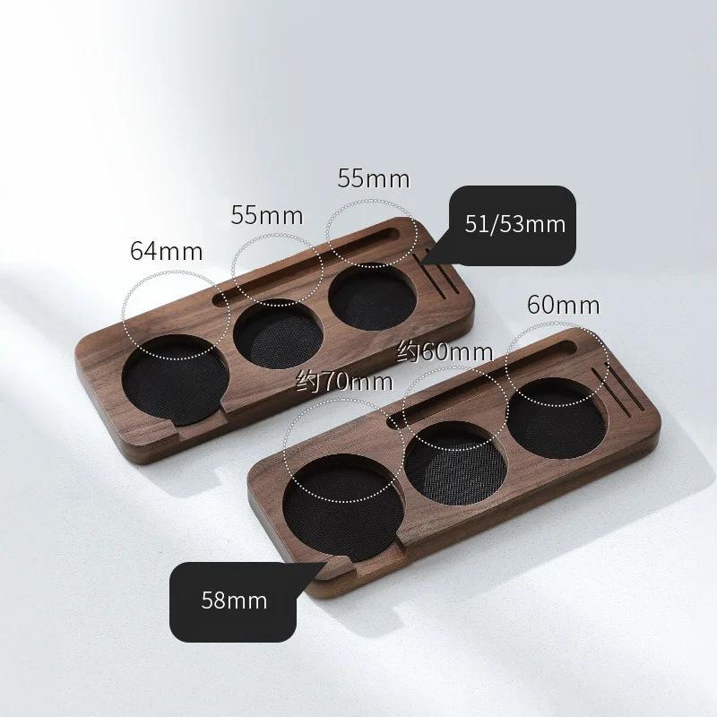 51/58mm Coffee Tamper Mat Station Stand Portafilter Holder Walnut Wood Coffee brush Filter Storage base Espresso Accessories