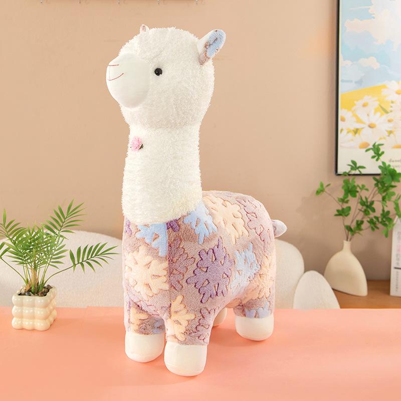 Cute Snowflake Alpaca Doll Sweet Girl Heart Sleeping Pillow Large Doll Gift Home Ornament