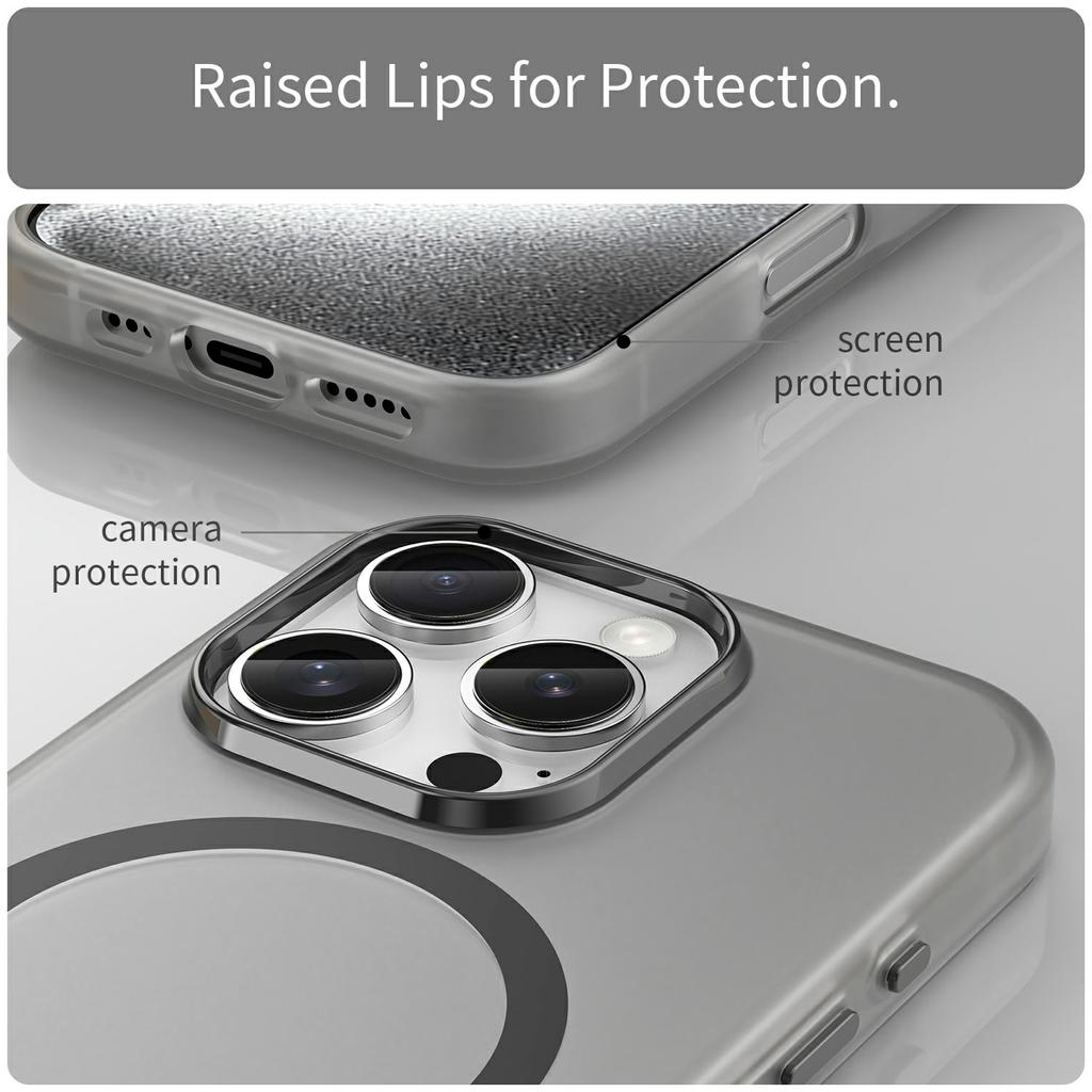 For iPhone 16 Pro Case Compatible with MagSafe TPU+PC Slim Matte Translucent Phone Cover