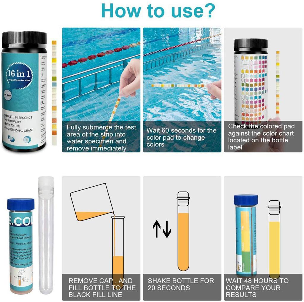 17 In 1 Premium Water Testing Kits For Drinking Water 100 Strips + 2 Escherichia Coli Tests Home Water Quality Test Well And Tap Water Easy Testing