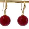 Trendy Retro Red Bead Earrings: Elegant, Simple, and Stylish Ear Hooks