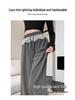 Black Polka Dot High Waist Lace Trim Wide Leg Sporty Pants for Women - Slimming, Casual, Spring/Autumn 2025