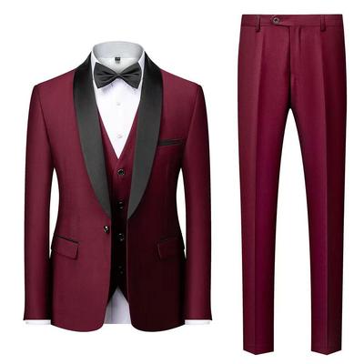 Men's Shawl Collar Three-Piece Suit: Spring/Autumn Wedding & Formal Wear