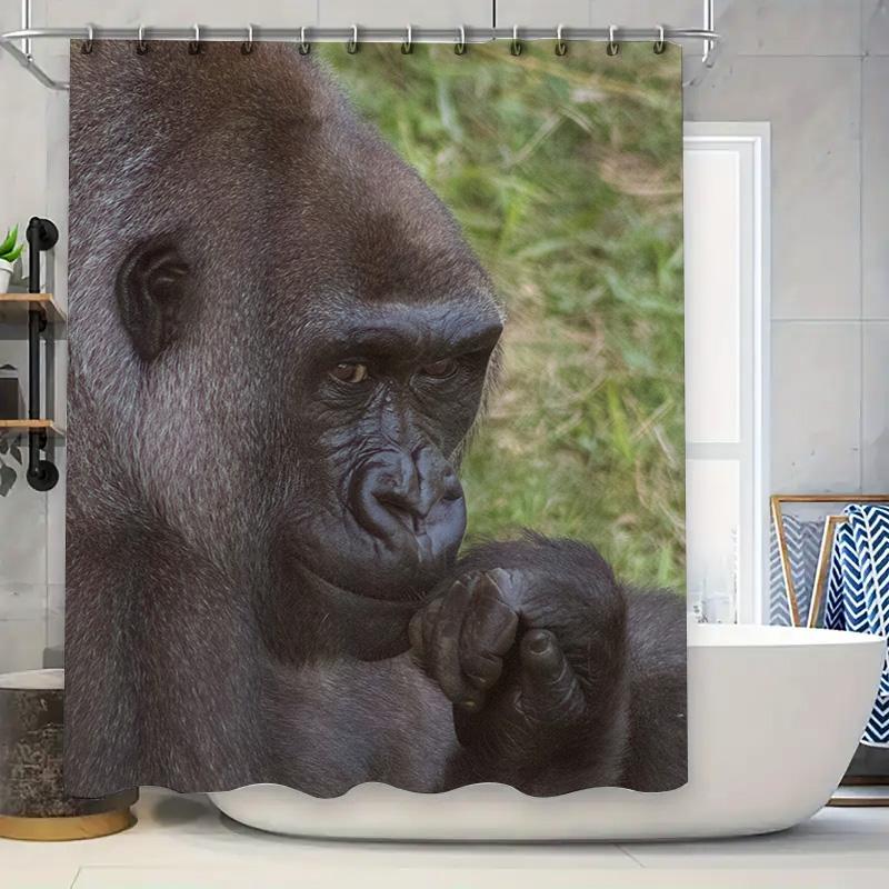 

3D Monkeys Bath Shower Curtain Waterproof Printing For Bathroom Decor Home Decoration W60H190(CM)-1 Pcs