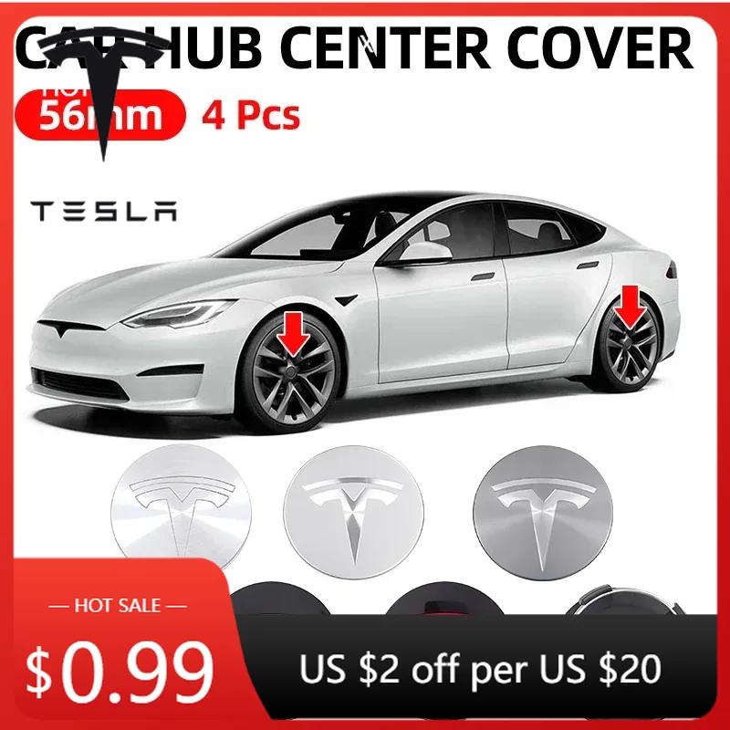 Car Sticker Tesla 4piece for Tesla Model 3 Model Y Badge Covers Hub Caps 56mm Hub Center Caps for Tesla Model Y X S 2016-2025 Au