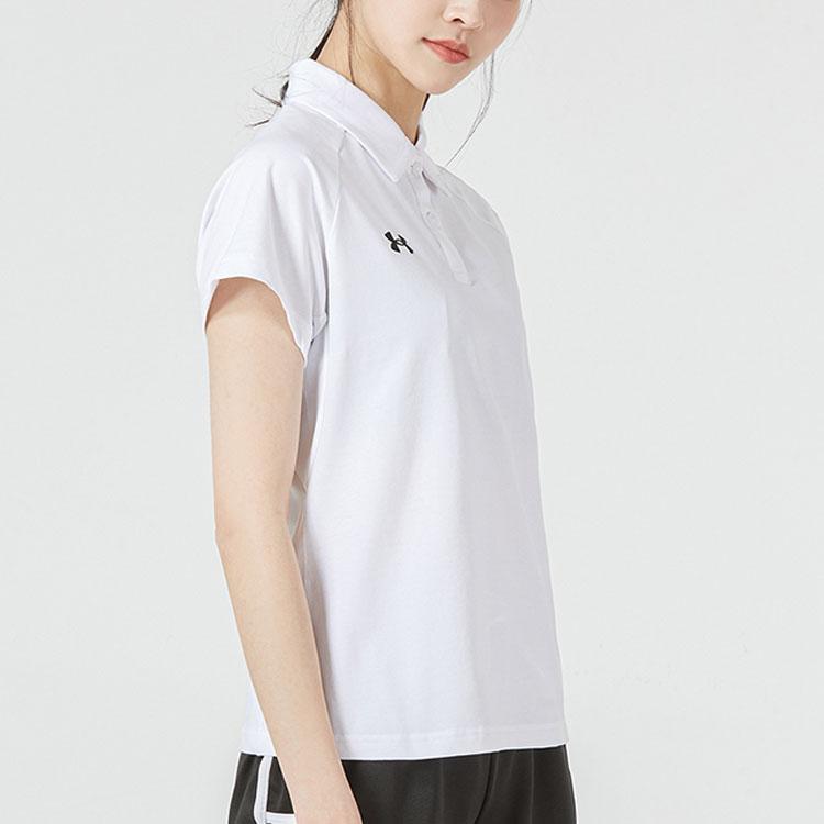 Under Armour Training Sports Short Sleeve Polo Women Tops White 22500522-100
