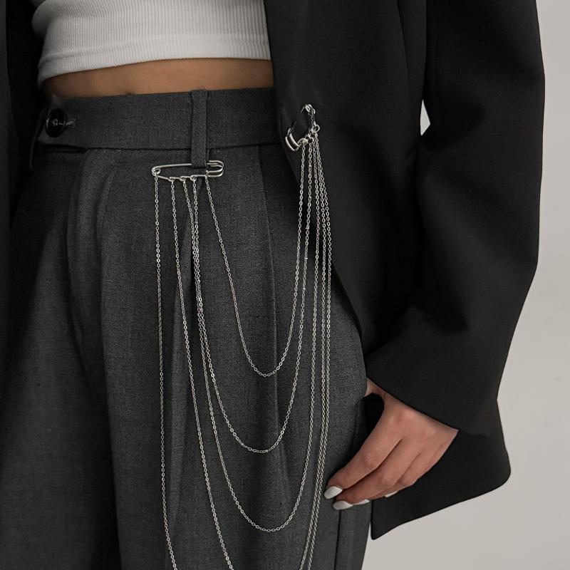 Creative Multi-Layer Bead Chain Brooch With Clear Crystal Beads Multi Chains Multi Functional Fashion Clothing Pin Jewelry