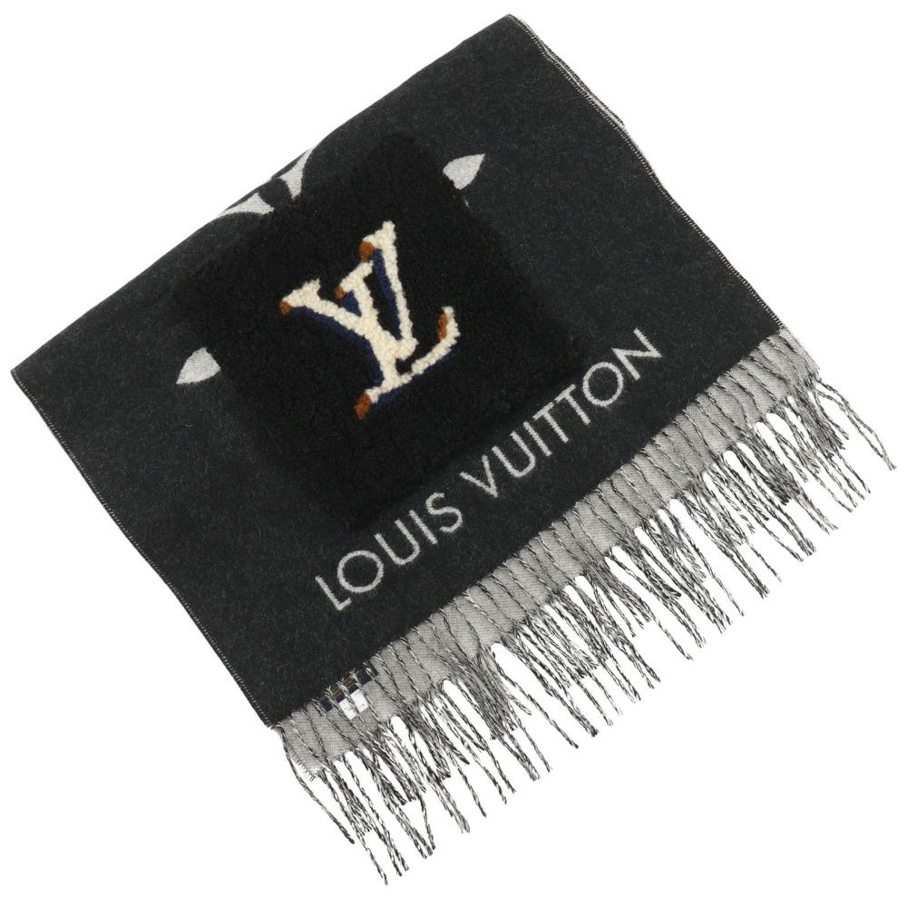 

LOUIS VUITTON Echarpe Cold Reykjavik Scarf M76567 shearling teddy black cashmere Women Used