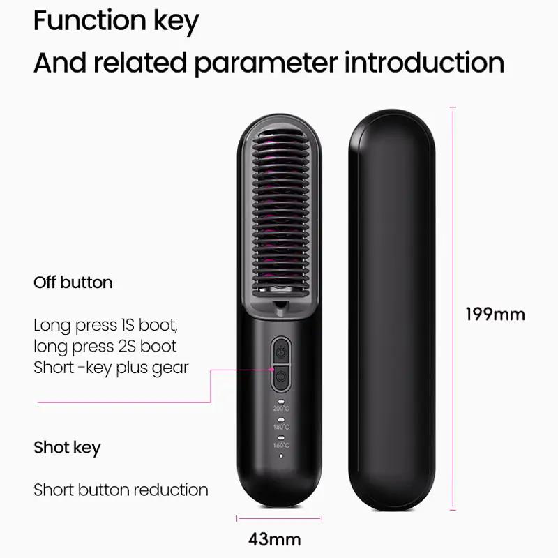 Professional Travel Electric Hairdressing Brushes Mini Wireless Comb Hair Straighteners Smoothing Brush Styling Tool