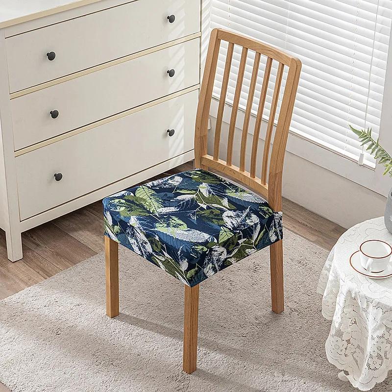 

New Flowers Print Chair Seat Cover Removable Washable Anti-Dust Stretch Spandex Dining Room Upholstered Chair Cushion Slipcover 1PC