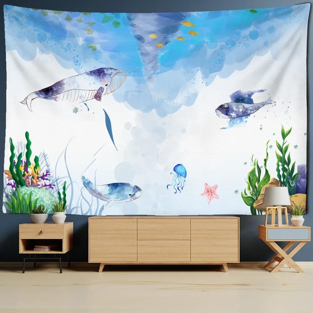 Cartoon Whale Comic Decorative Tapestry Home Wall Living Room Office Decorative Tapestry