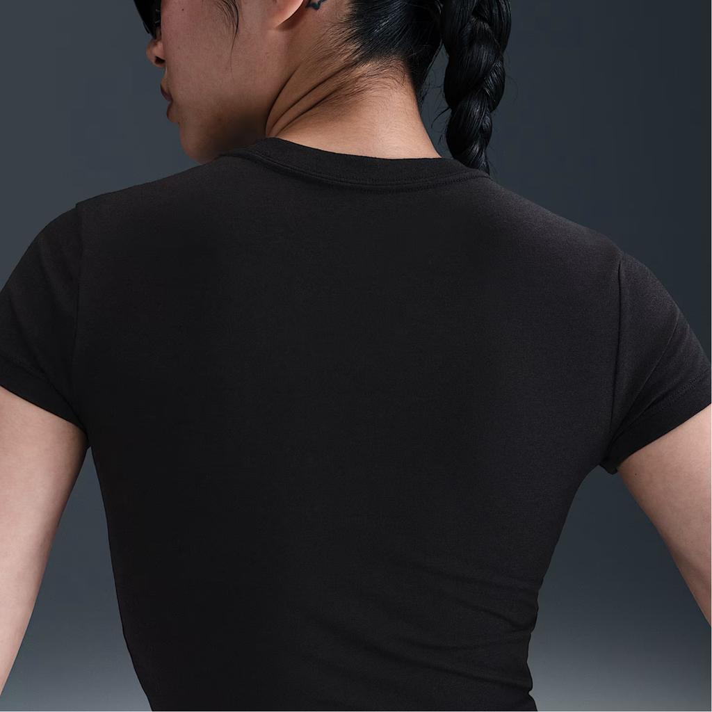 Nike Solid Color Round Neck Slim Fit Short Sleeve T-Shirt Women Tops Black HF9539-010