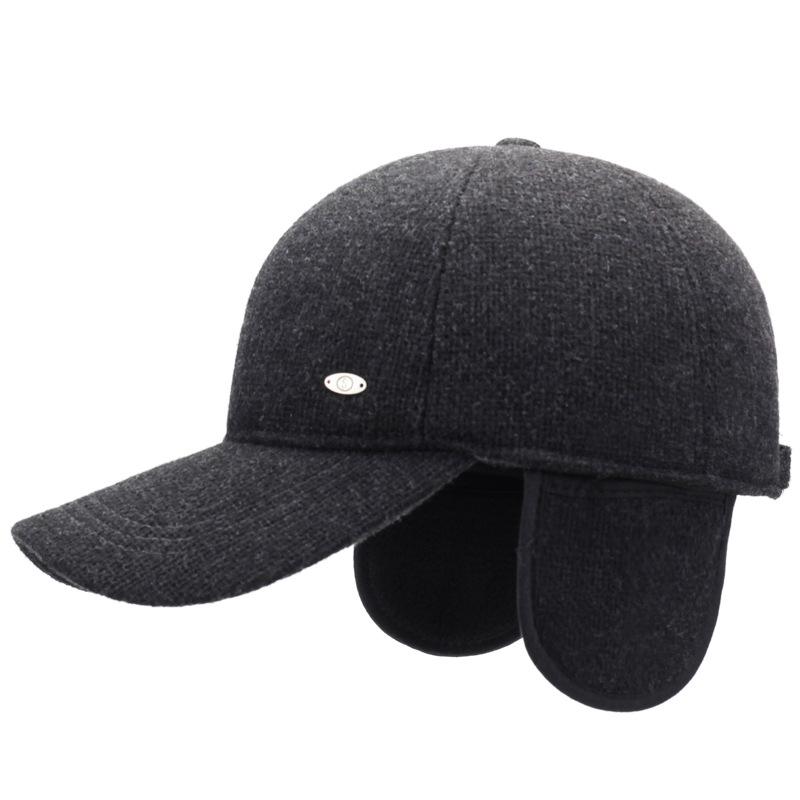 Autumn Winter Men's Ear Protection Cotton Cap Velvet Warm Baseball Cap Middle-Aged and Elderly Outdoor Windproof Cold-Proof Cap